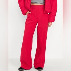 NWT Old Navy Bold Red Wide-Leg Performance Fleece Pants- Size XS